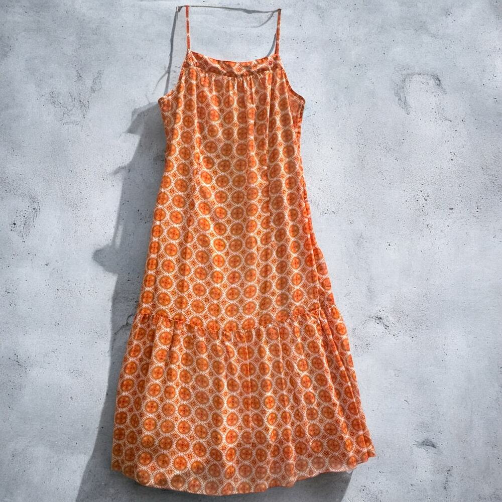 Vintage ESPRIT Y2K Slip Dress Fairycore Size 6 Orange floral dress Side Zipper